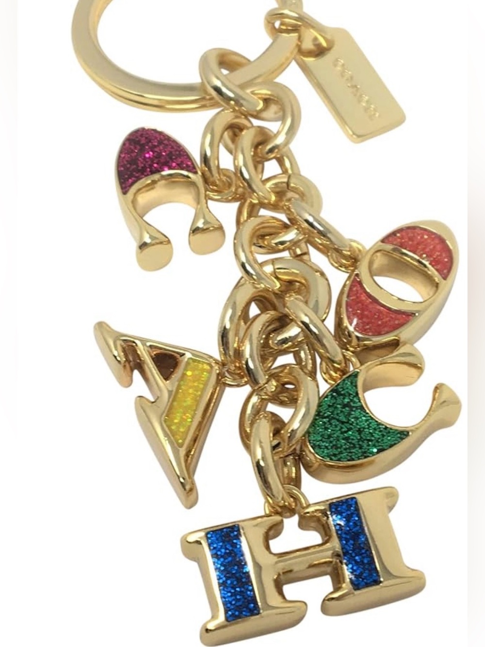 Coach Gold-Tone Bag Charm with Pink, Red, Yellow & Green Enamel Charms